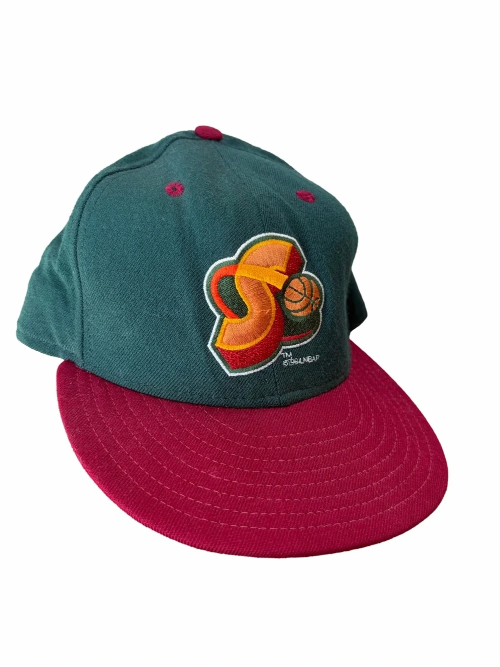 Vintage 1994 New Era 5950 Size 7 Seattle SuperSonics NBA Green Fitted Wool Hat